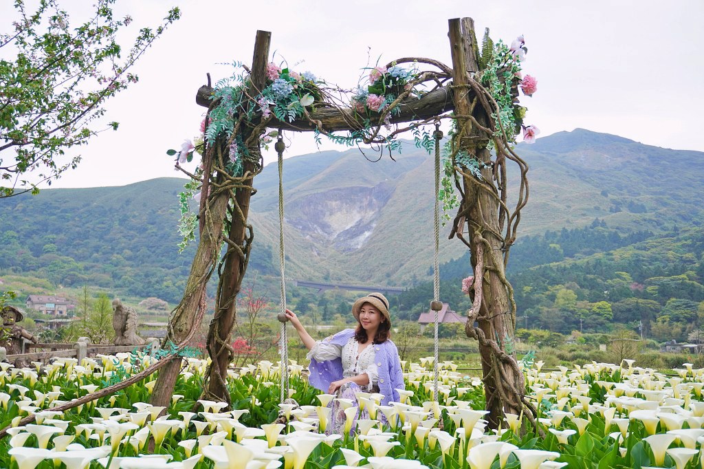 陽明山海芋田｜名陽匍休閒農莊｜海芋田仙氣十足，網美鞦韆小木屋好浪漫