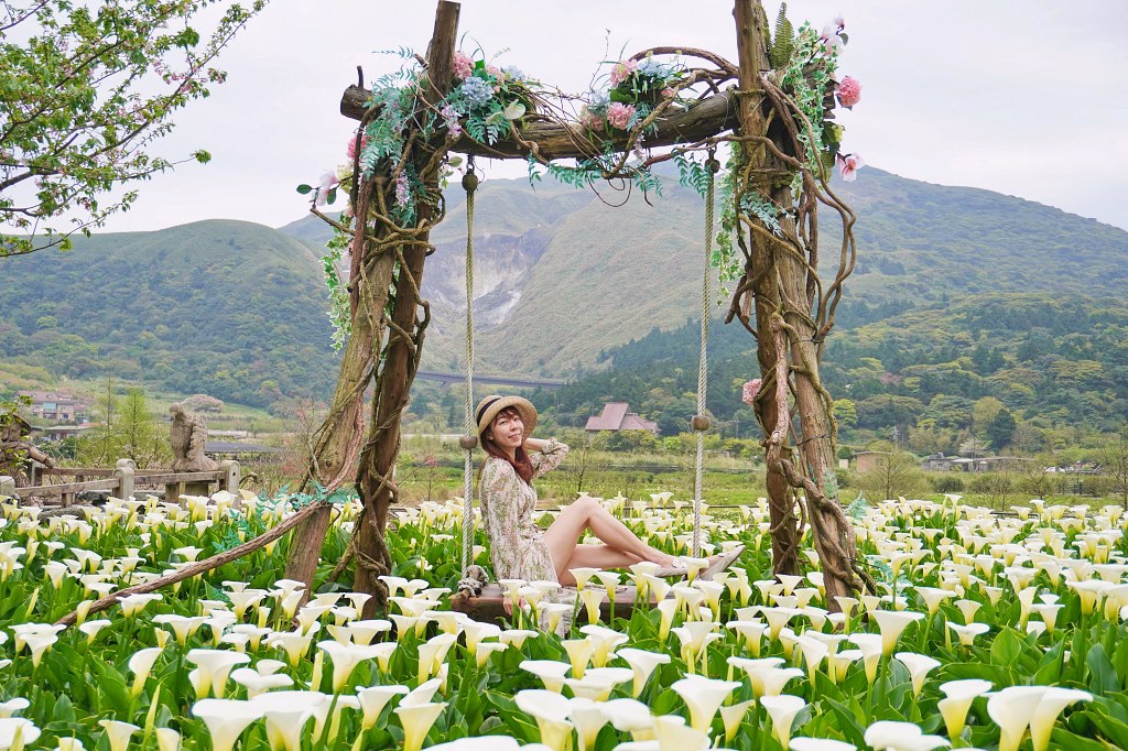 陽明山海芋田｜名陽匍休閒農莊｜海芋田仙氣十足，網美鞦韆小木屋好浪漫