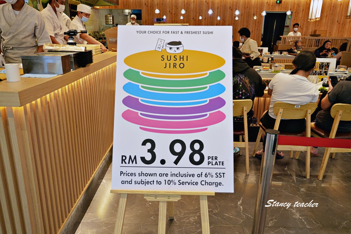 【沙巴曙光商場美食】Sushi Jiro Suria Sabah 平價日式迴轉壽司，一盤 RM3.98 起逛街順路吃