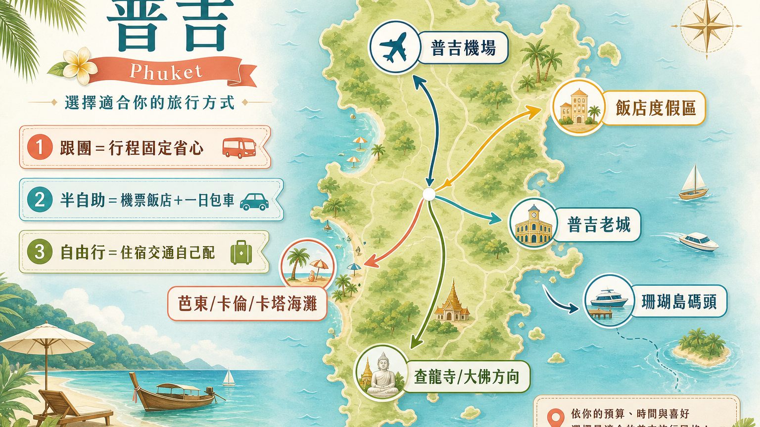 普吉島跟團半自助自由行相對位置示意圖